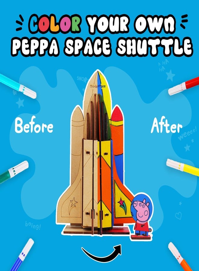 ThinkerPlace لعبة حامل أقلام على شكل مكوك فضائي من ثينكر بليس (بيبا بيج) | ابنِ، لوّن، والعب بمكوك فضائي ممتع | لعبة تعليمية في مجالات العلوم والتكنولوجيا والهندسة والرياضيات للأطفال من عمر 3 إلى 5 سنوات فما فوق | لعبة علمية وتعليمية - Image 4